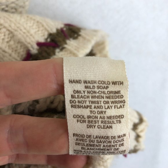 Free People Women's Size X-Small Cream Brown Purple Wool Blend Boho Sweater - Picture 9 of 10